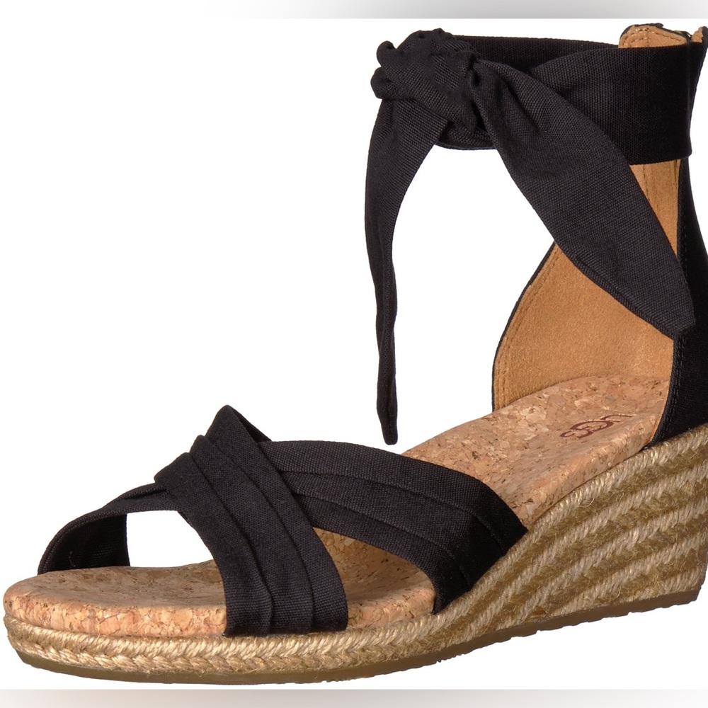 UGG Traci Espadrille Ankle Strap Wedge Sandals
Black